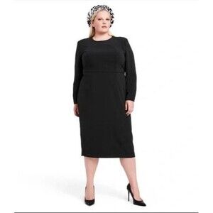 Sergio Hudson x Target Plus SIZE 4XL Strong Shoulder Midi Dress Black NWOT